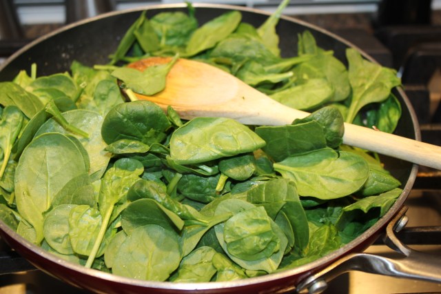 Add spinach to mushroom mixture