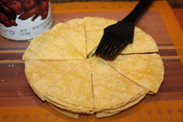 Brush tortillas with oil