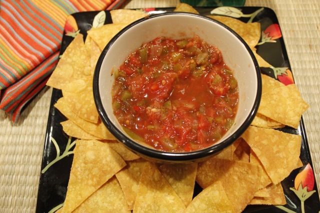 Kel's spicy salsa with homemade chips