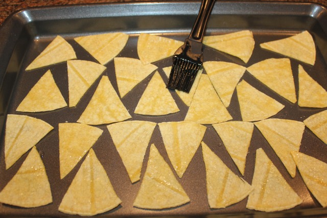 Place chips on baking sheet