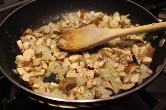 Saute onions and mushrooms