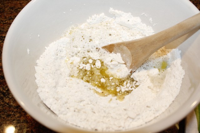 Stir flatbread dough ingredients
