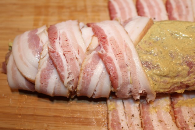 Braid bacon slices around tenderloin