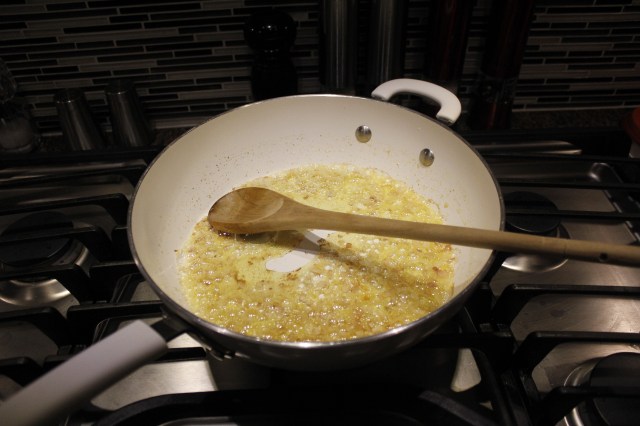 Cook shallots in butter and evoo
