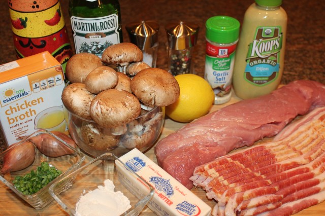 Kel's bacon wrapped tenderloins with vermouth sauce