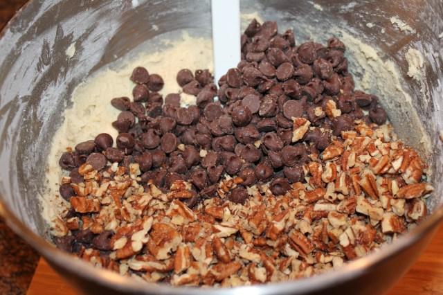 Add chocolate chips and nuts