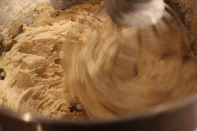 Slowly add flour to batter