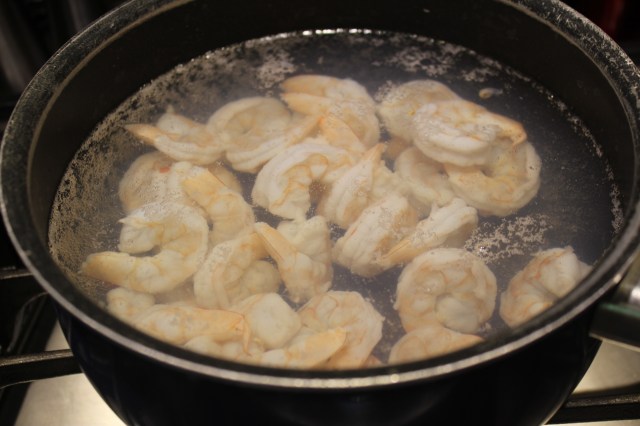 Poach shrimp