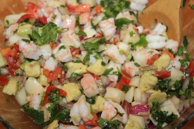 Shrimp ceviche up close