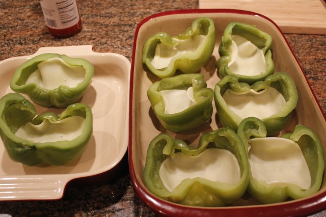 Line peppers with provolone