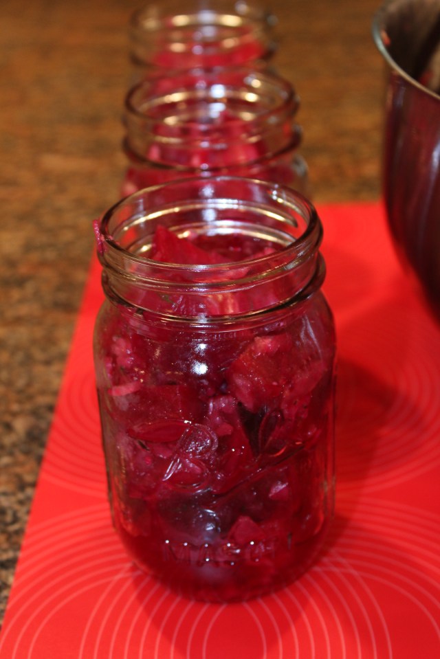 Fill jars with beet salad