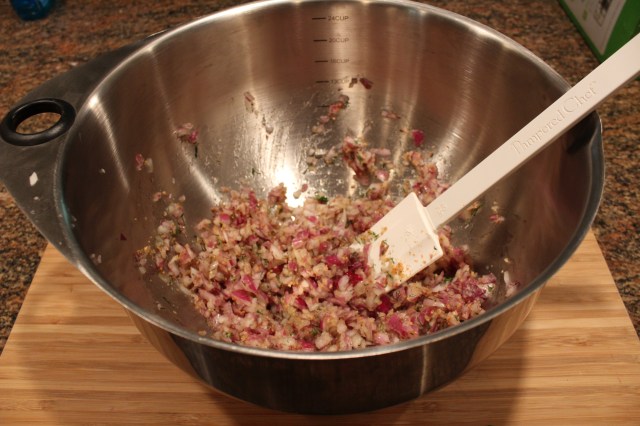 Mix onions, orange peel, dill, etc.