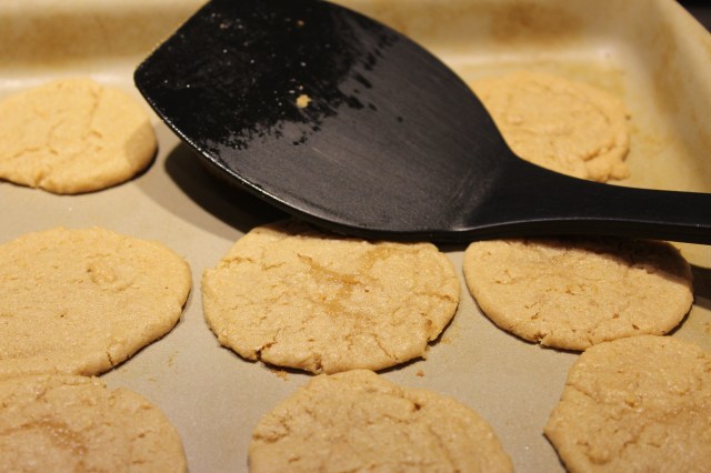 Flatten cookies with spatula