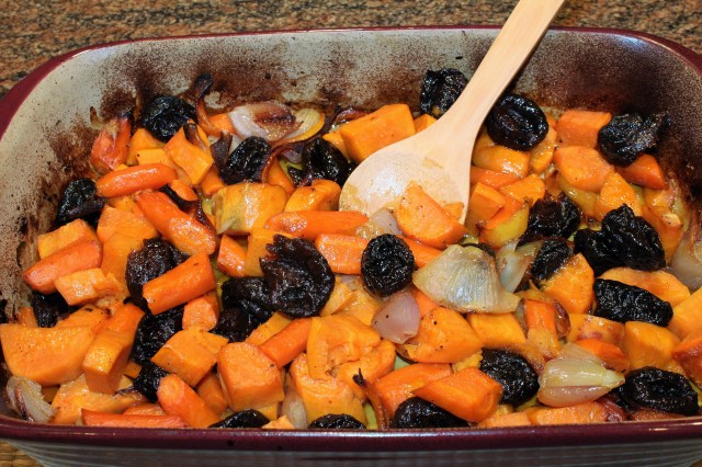 Roasted Carrot and Sweet Potato Tzimmes
