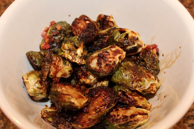 Drizzle roasted Brussel sprouts with balsamic vinegar