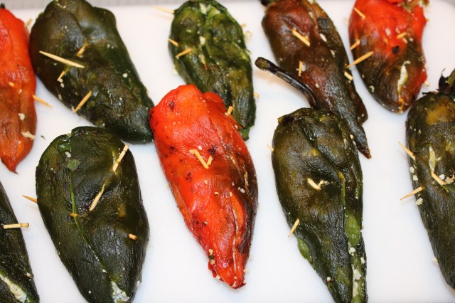 Secure peppers with toothpicks