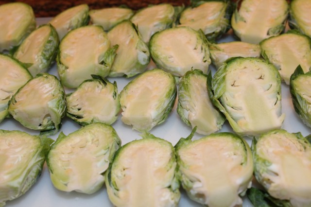 Slice Brussel Sprouts in half
