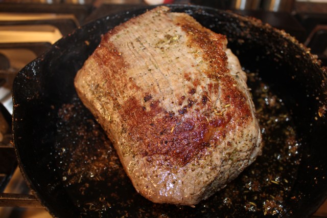 Brown roast in skillet