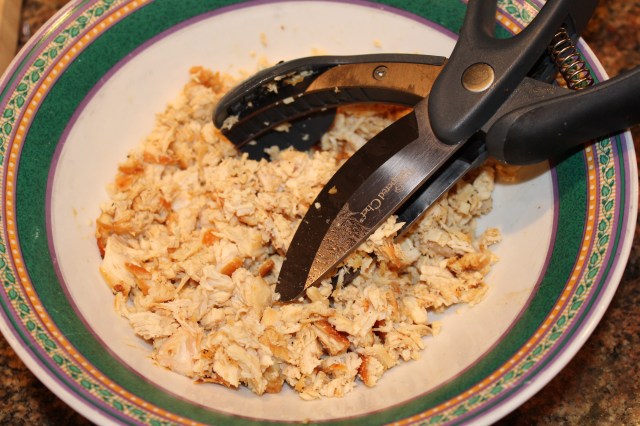 Chop chicken with PC salad choppers