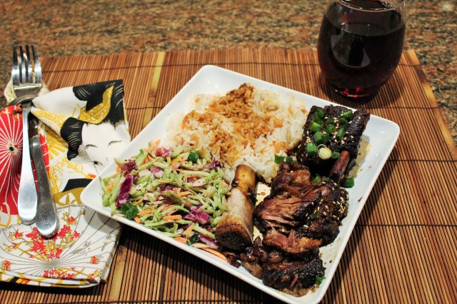 Asian beef short ribs are served