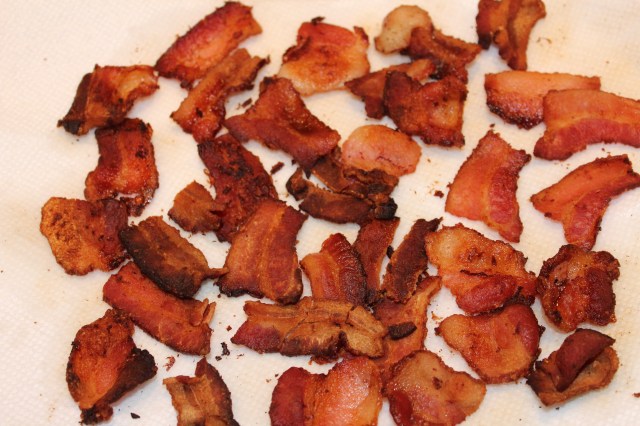 Drain bacon on paper towel