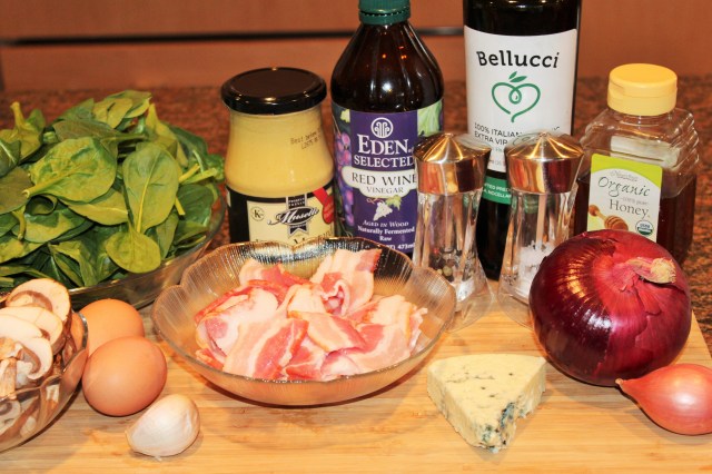 Kel's Spinach salad with warm bacon dressing ingredients