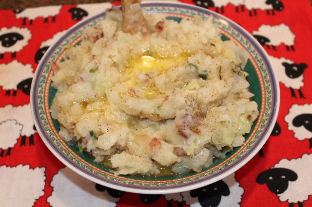 Add butter to the colcannon