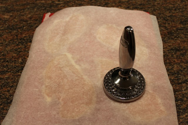 Flatten chicken with Pampered Chef Meat Tenderizer