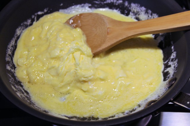 Gently stir eggs