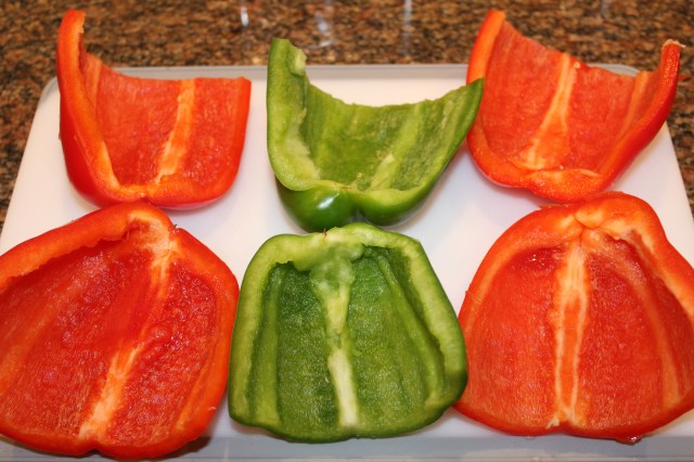 Cut peppers in half lengthwise