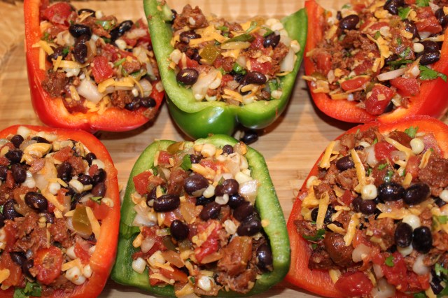 Fill peppers with chorizo mixture