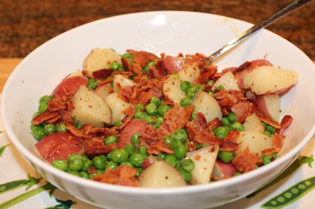 Kel's peas and potatoes with bacon