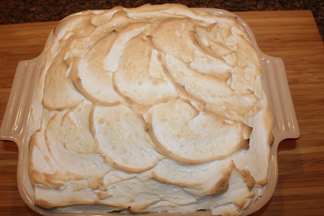 Banana pudding out of the oven