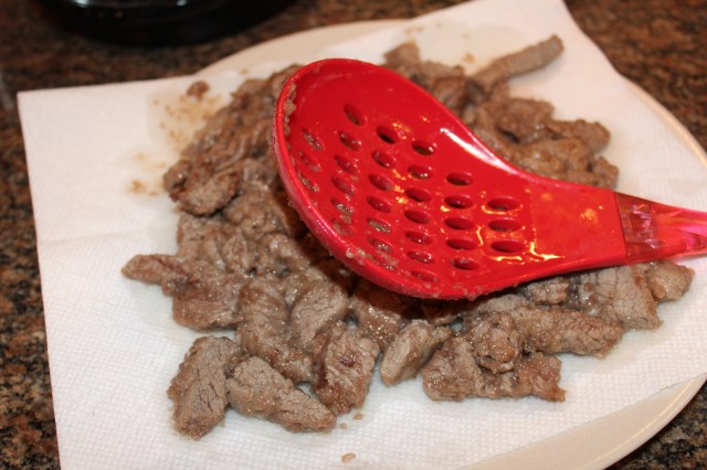 Drain beef on paper towels