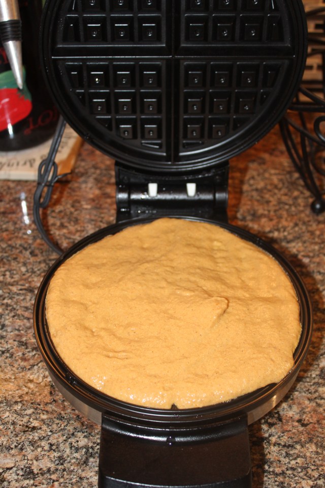 pumpkin-batter-in-waffle-maker