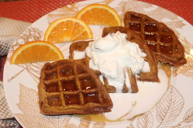 pumpkin-waffle-with-homemade-whipped-cream