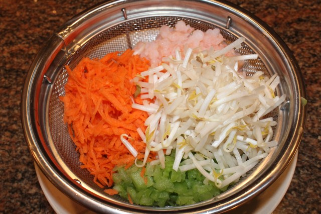 drain-shrimp-carrots-celery-bean-sprouts