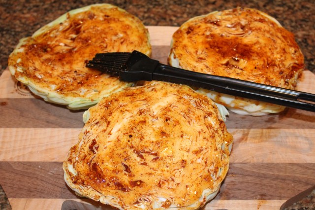 Brush steaks with marinade