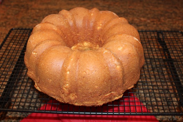 Kel's lemon pound cake cooling on rack