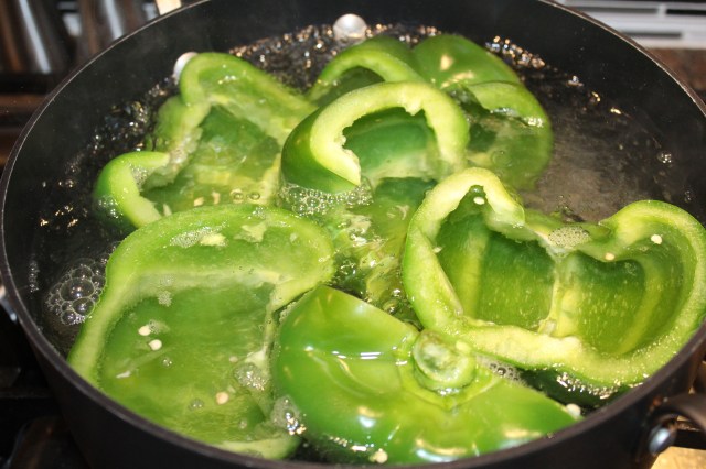 Blanch bell peppers