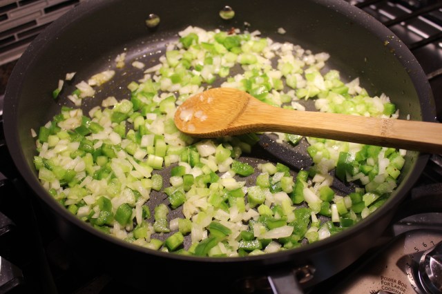 saute veggies for kel's dirty rice