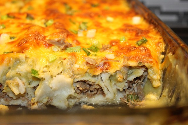 A peek insided Kel's pork enchiladas