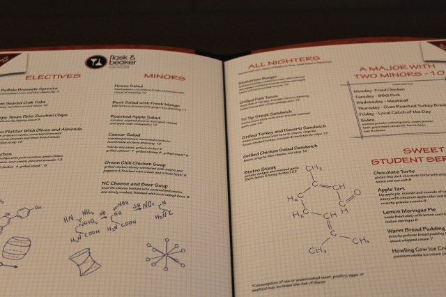 Flask &amp; Beaker lunch menu