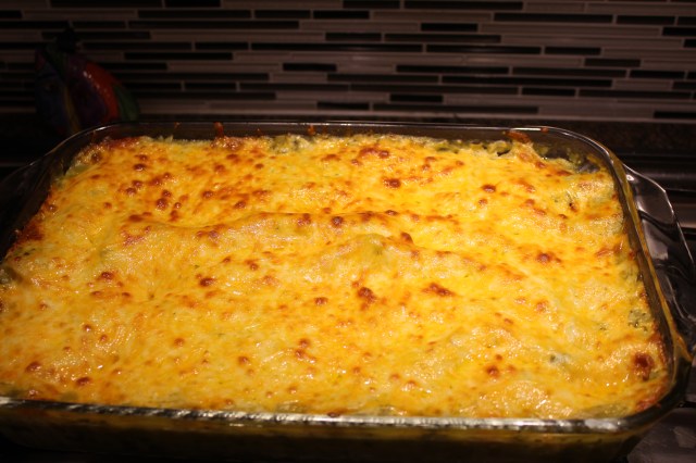 Kel's pork enchiladas out of the oven
