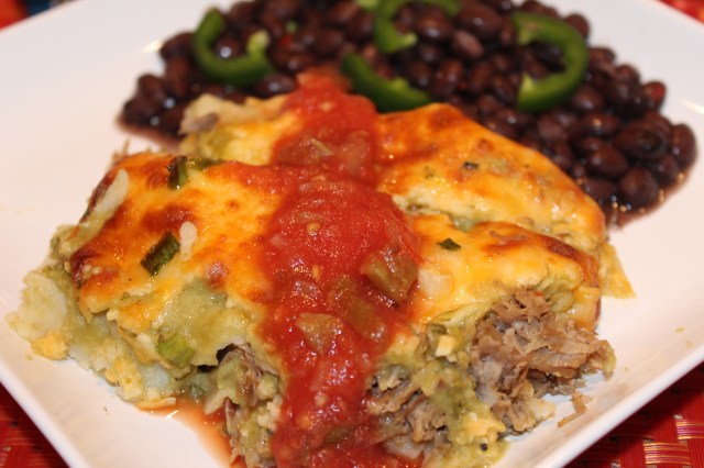 Kel's pork enchiladas with tomatillo sauce