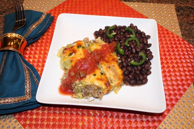 Let's eat Kel's pork enchiladas with tomatillo sauce