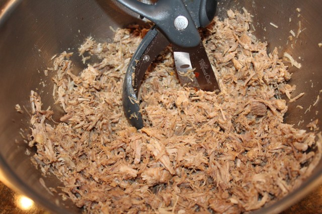 Shred pork with Pampered Chef salad choppers