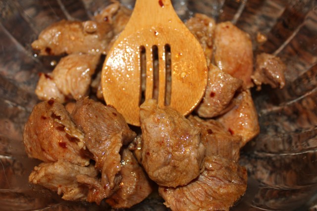 Transfer pork to a bowl