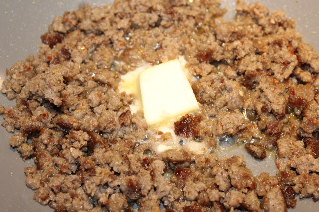 Add butter to sausage