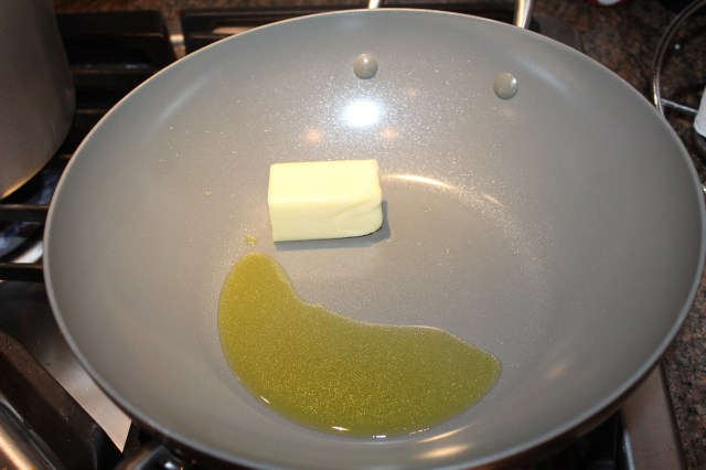 Melt butter and evoo